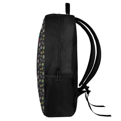 Video Game Gadgets Pattern Print 17 Inch Backpack
