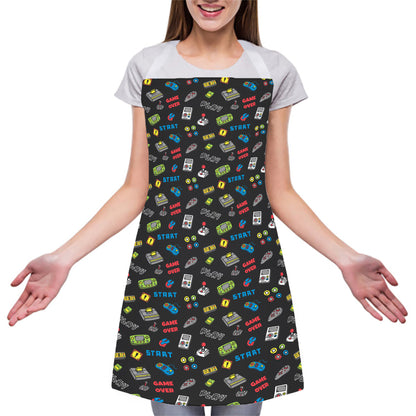 Video Game Gadgets Pattern Print Adjustable Apron