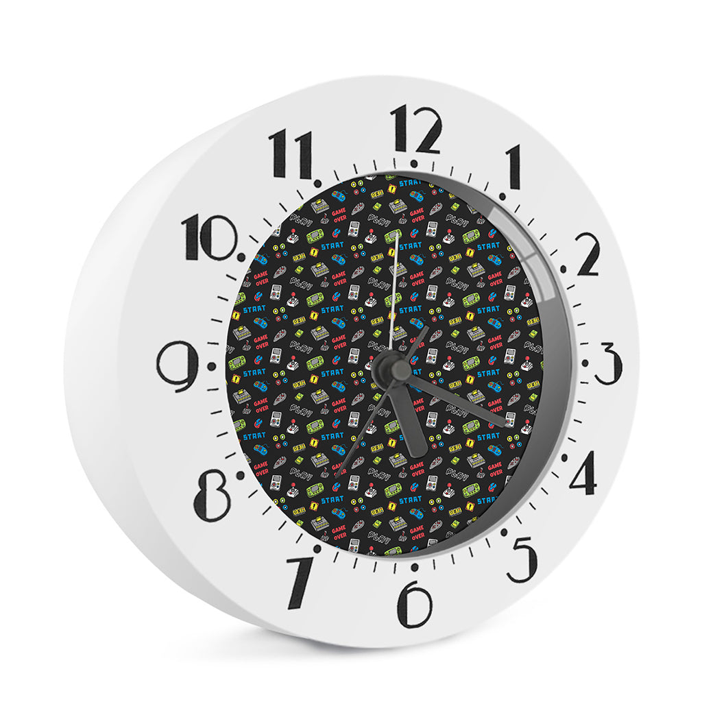 Video Game Gadgets Pattern Print Alarm Clock