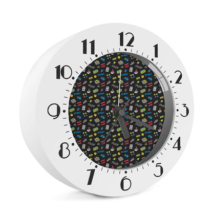 Video Game Gadgets Pattern Print Alarm Clock