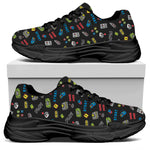 Video Game Gadgets Pattern Print Black Chunky Shoes