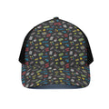 Video Game Gadgets Pattern Print Black Mesh Trucker Hat