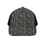 Video Game Gadgets Pattern Print Black Mesh Trucker Cap