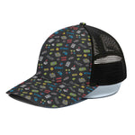 Video Game Gadgets Pattern Print Black Mesh Trucker Cap