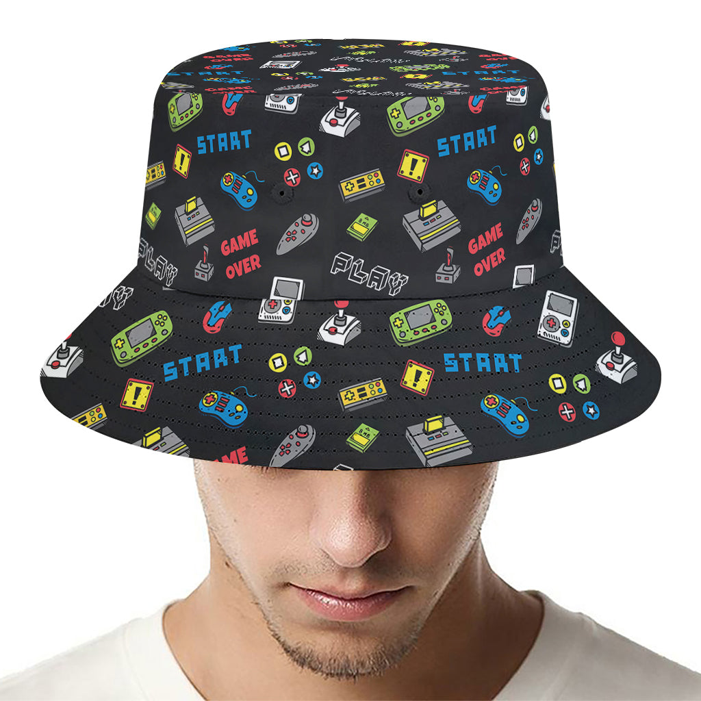 Video Game Gadgets Pattern Print Bucket Hat