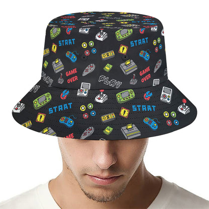 Video Game Gadgets Pattern Print Bucket Hat