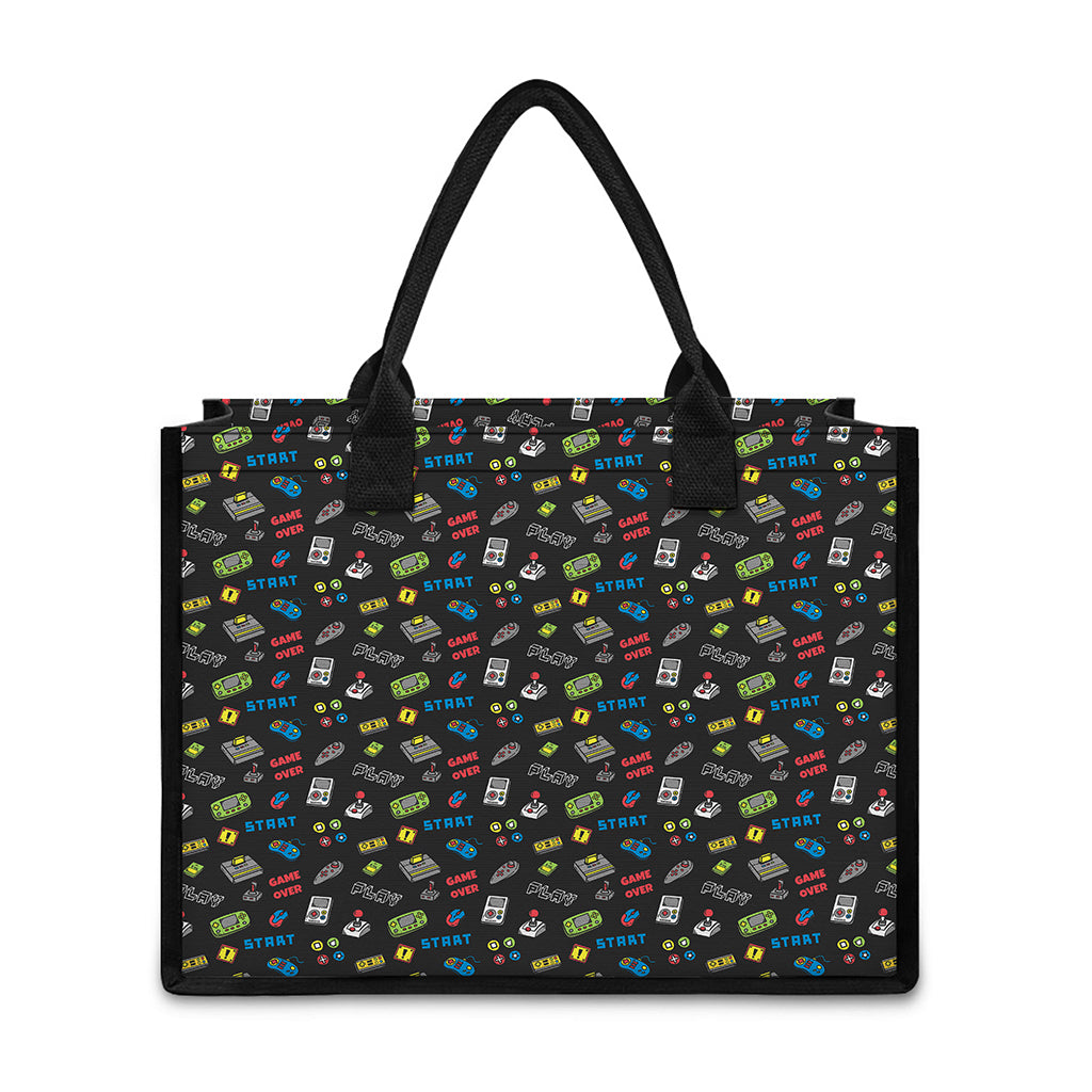 Video Game Gadgets Pattern Print Canvas Tote Bag
