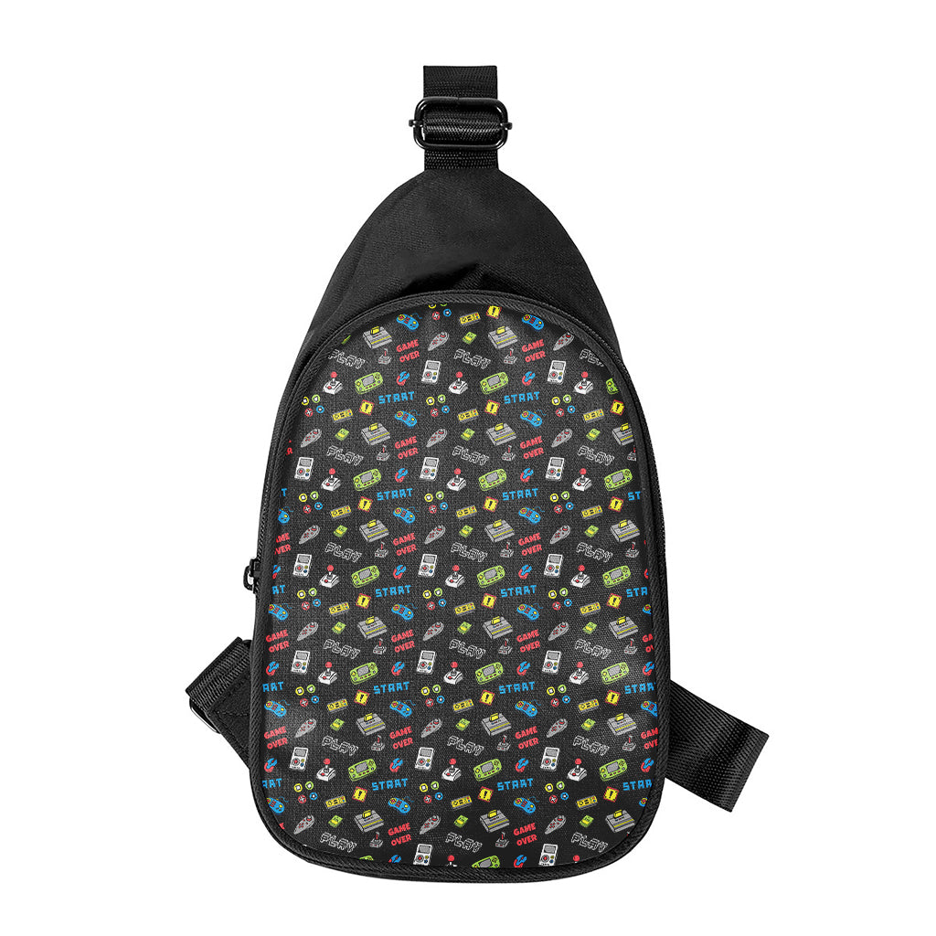 Video Game Gadgets Pattern Print Chest Bag