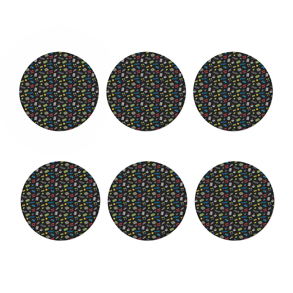 Video Game Gadgets Pattern Print Coaster Set