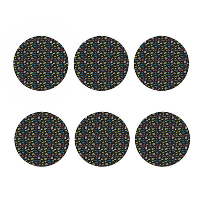 Video Game Gadgets Pattern Print Coaster Set