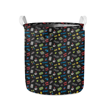 Video Game Gadgets Pattern Print Collapsible Laundry Basket