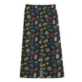 Video Game Gadgets Pattern Print Cotton Front Slit Maxi Skirt