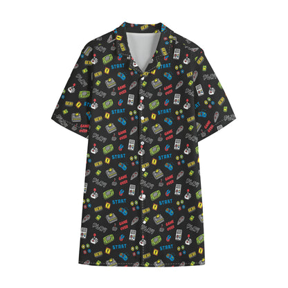 Video Game Gadgets Pattern Print Cotton Hawaiian Shirt