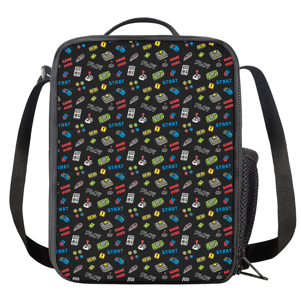 Video Game Gadgets Pattern Print Crossbody Lunch Bag
