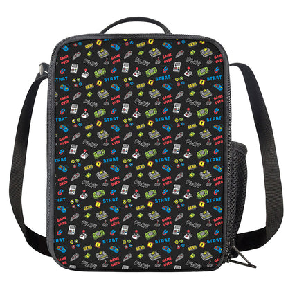 Video Game Gadgets Pattern Print Crossbody Lunch Bag