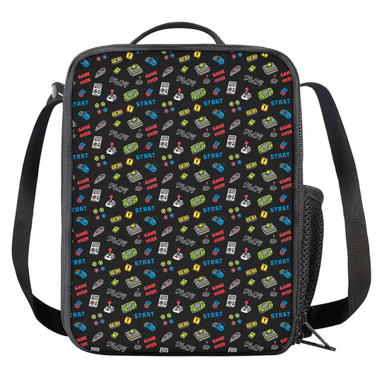Video Game Gadgets Pattern Print Crossbody Lunch Bag