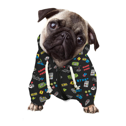 Video Game Gadgets Pattern Print Dog Zip Up Hoodie