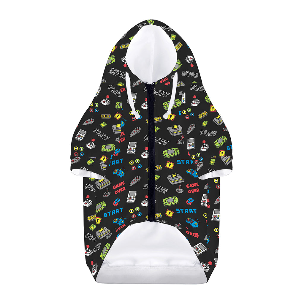 Video Game Gadgets Pattern Print Dog Zip Up Hoodie