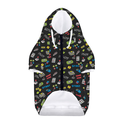 Video Game Gadgets Pattern Print Dog Zip Up Hoodie