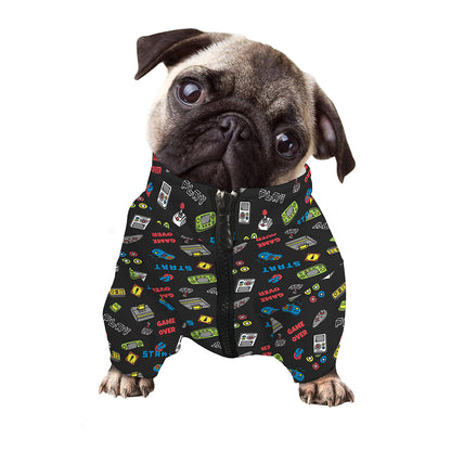 Video Game Gadgets Pattern Print Dog Zip Up Jacket