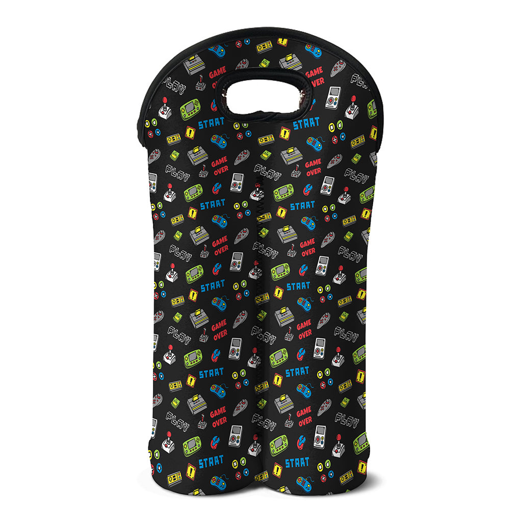 Video Game Gadgets Pattern Print Double Neoprene Wine Tote