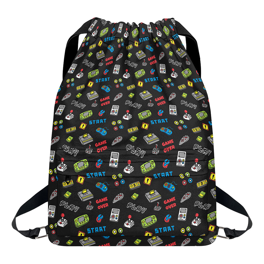 Video Game Gadgets Pattern Print Drawstring Backpack