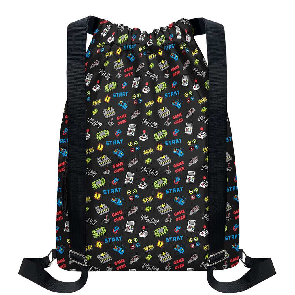 Video Game Gadgets Pattern Print Drawstring Backpack