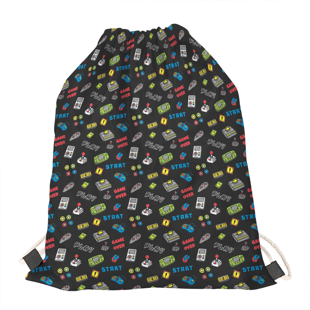 Video Game Gadgets Pattern Print Drawstring Bag