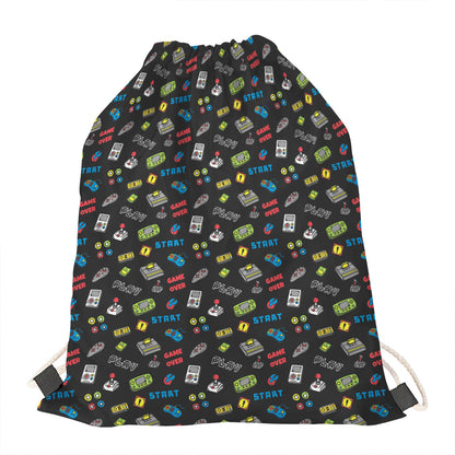 Video Game Gadgets Pattern Print Drawstring Bag