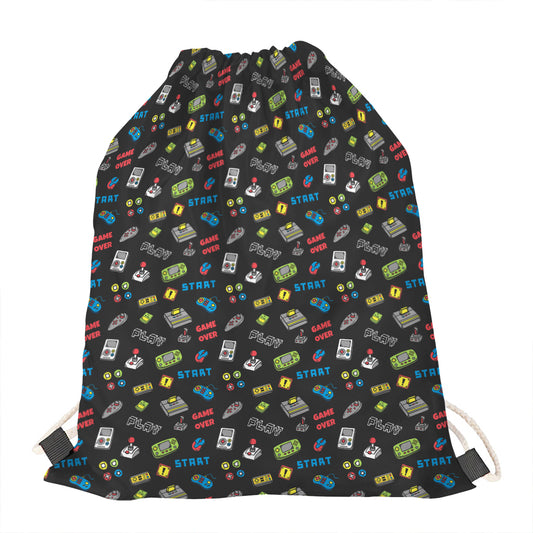 Video Game Gadgets Pattern Print Drawstring Bag
