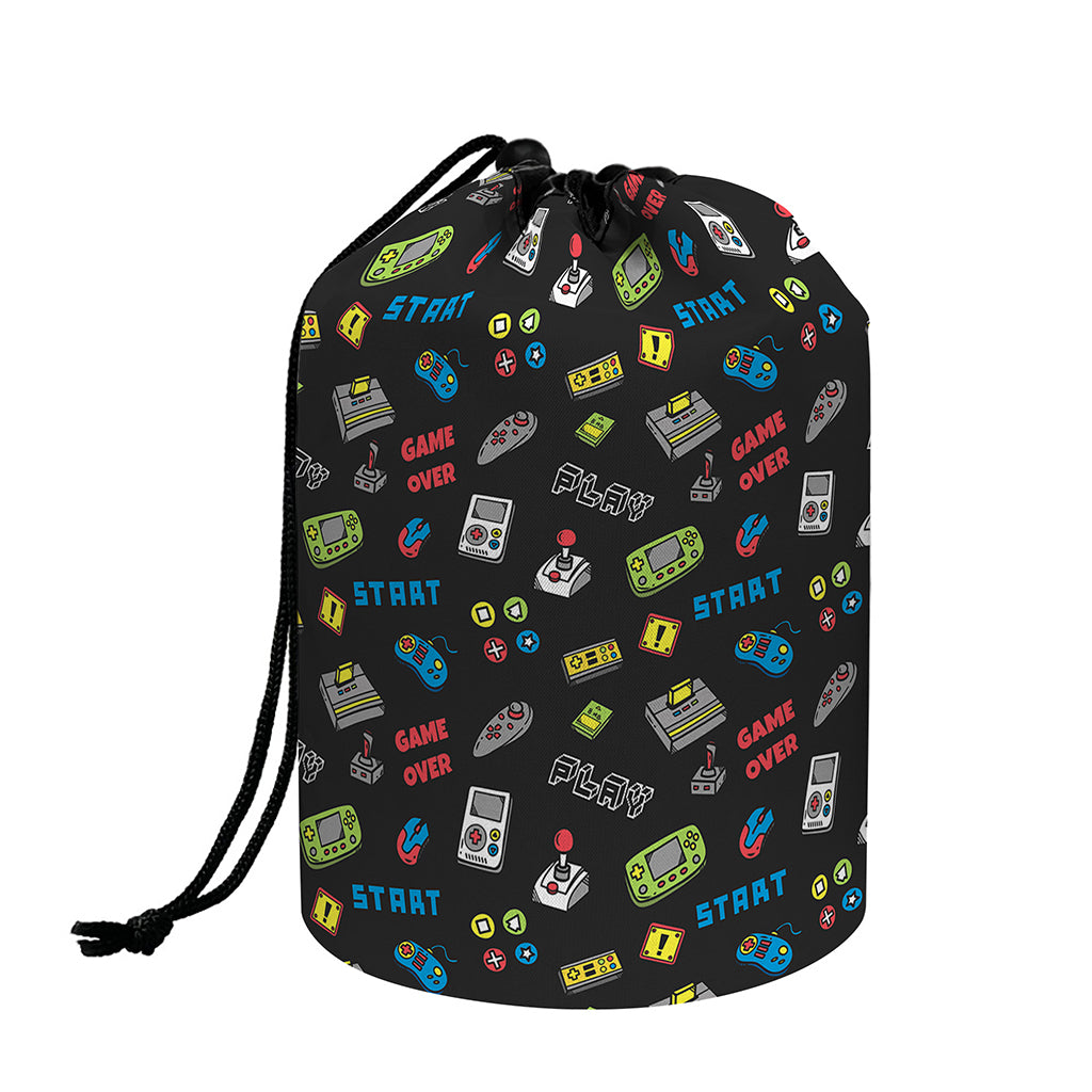Video Game Gadgets Pattern Print Drawstring Makeup Bag