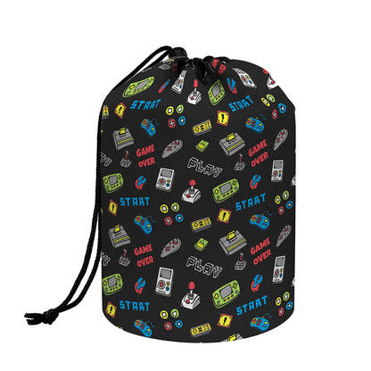 Video Game Gadgets Pattern Print Drawstring Makeup Bag