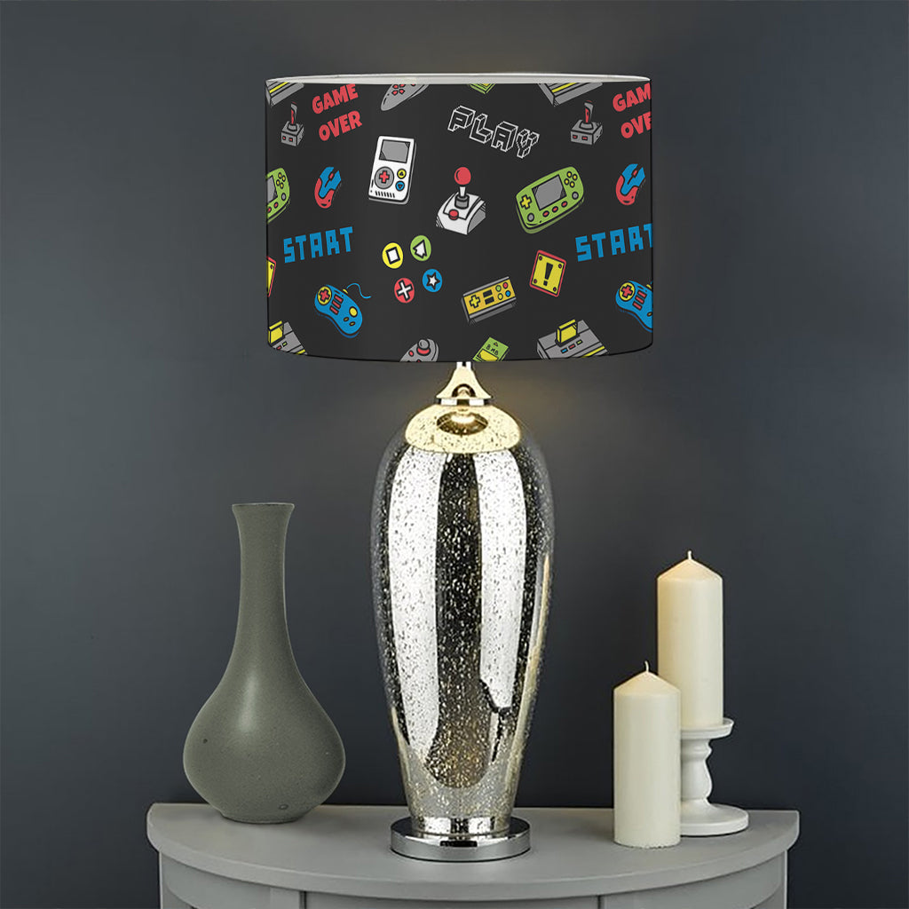 Video Game Gadgets Pattern Print Drum Lamp Shade