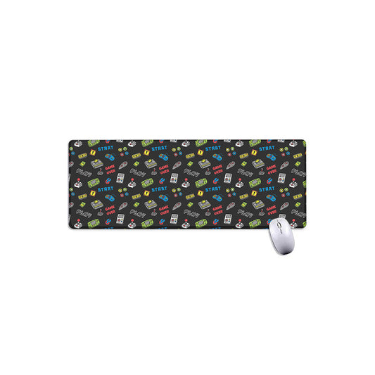 Video Game Gadgets Pattern Print Extended Mouse Pad