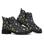 Video Game Gadgets Pattern Print Flat Ankle Boots