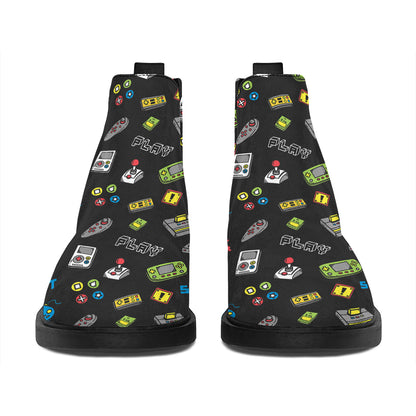 Video Game Gadgets Pattern Print Flat Ankle Boots