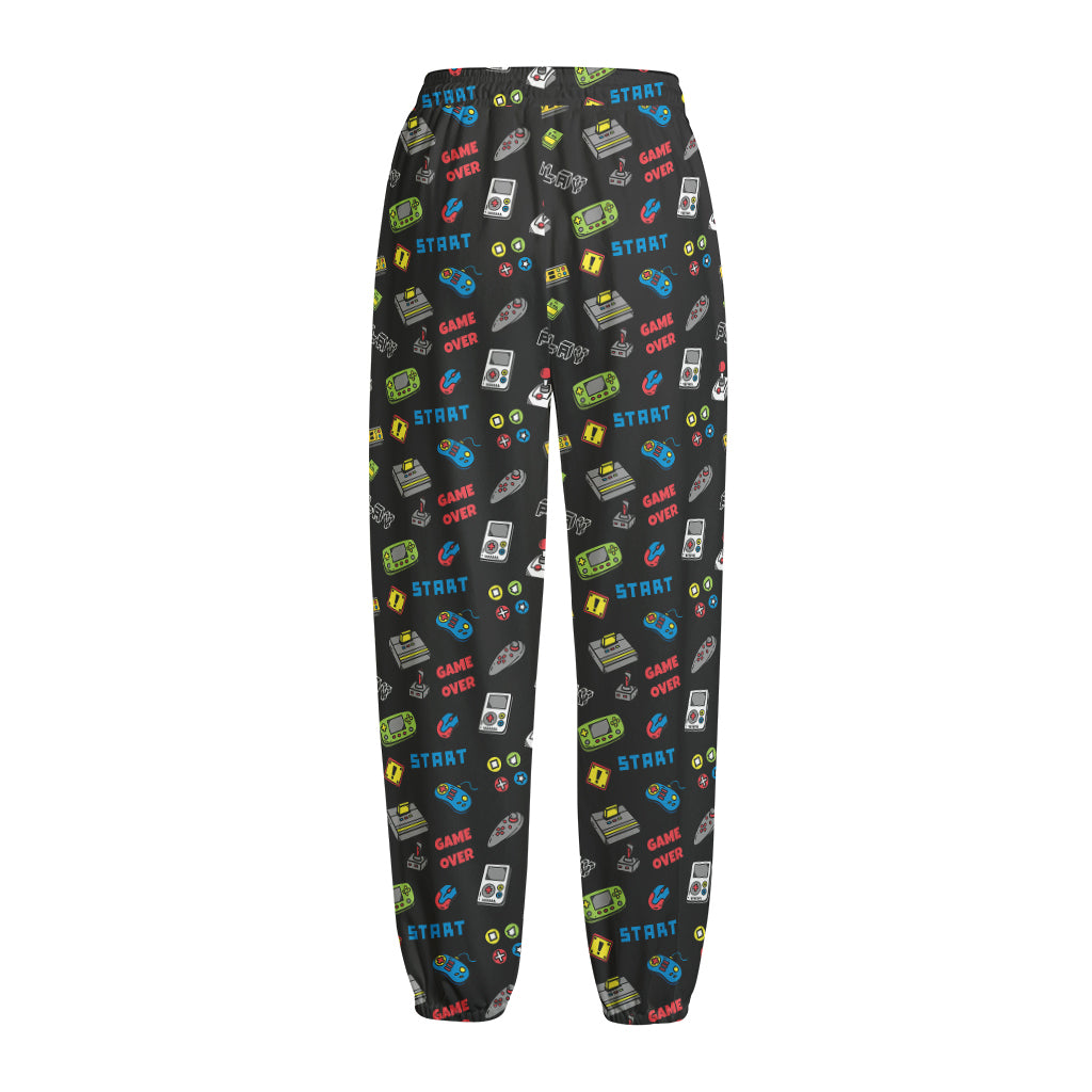 Video Game Gadgets Pattern Print Fleece Lined Knit Pants