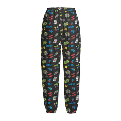 Video Game Gadgets Pattern Print Fleece Lined Knit Pants