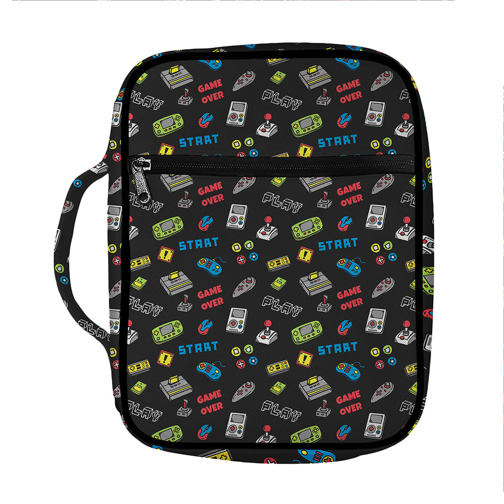 Video Game Gadgets Pattern Print Front Pocket Bible Bag