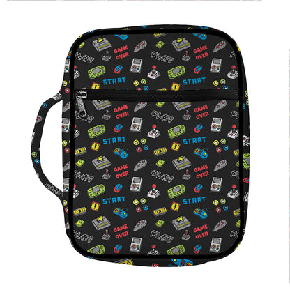 Video Game Gadgets Pattern Print Front Pocket Bible Bag