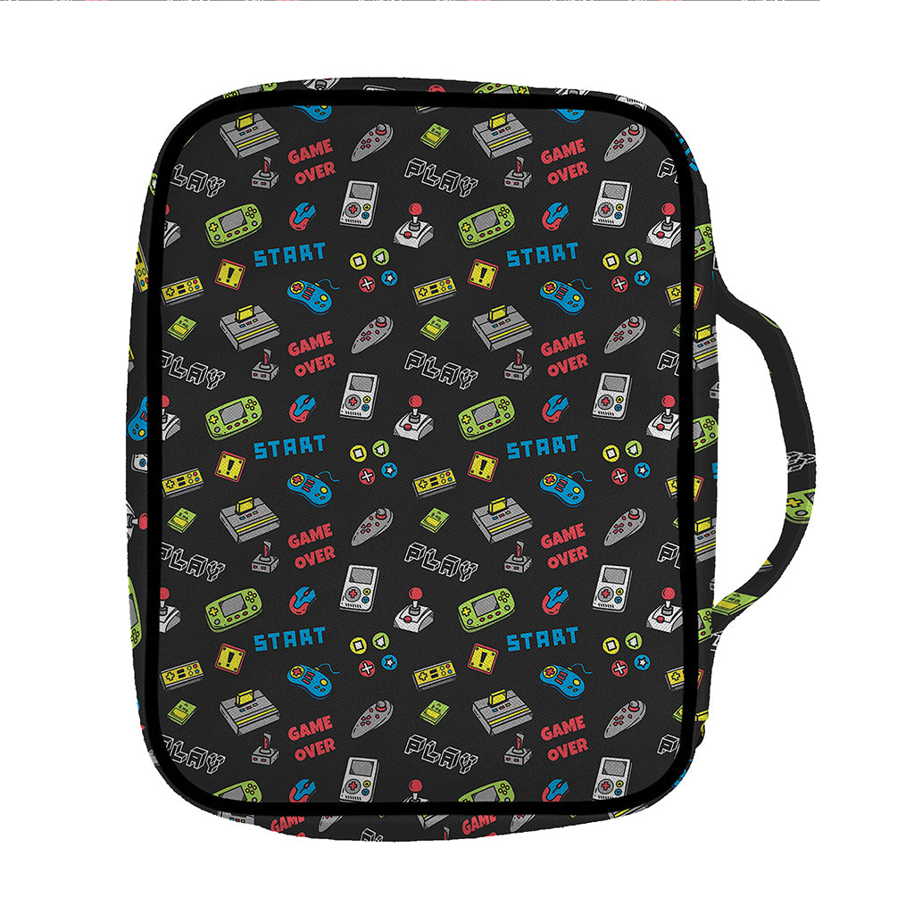 Video Game Gadgets Pattern Print Front Pocket Bible Bag