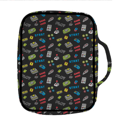 Video Game Gadgets Pattern Print Front Pocket Bible Bag