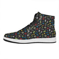 Video Game Gadgets Pattern Print High Top Leather Sneakers