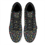 Video Game Gadgets Pattern Print High Top Leather Sneakers