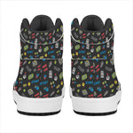 Video Game Gadgets Pattern Print High Top Leather Sneakers