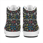 Video Game Gadgets Pattern Print High Top Leather Sneakers