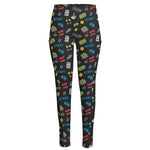 Video Game Gadgets Pattern Print High-Waisted Pocket Leggings