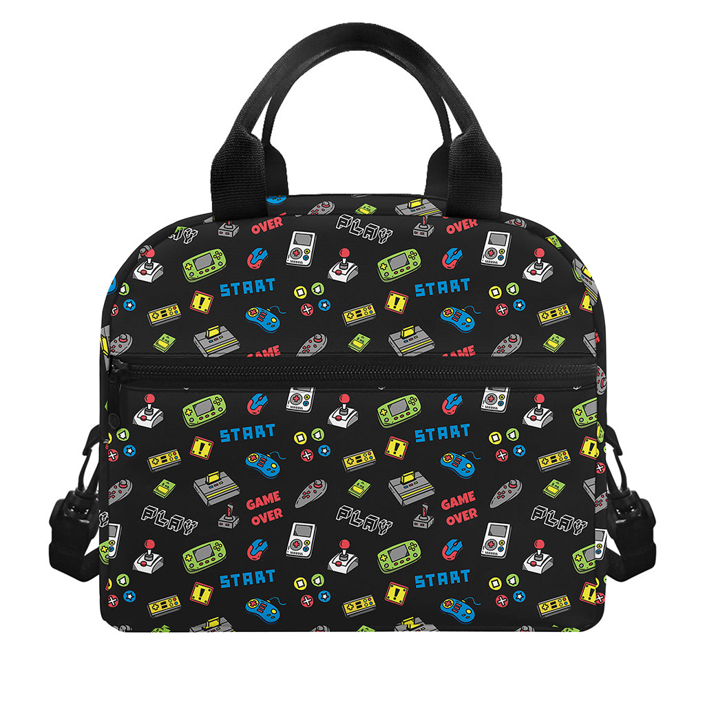 Video Game Gadgets Pattern Print Insulated Lunch Bag