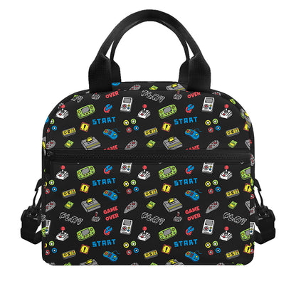 Video Game Gadgets Pattern Print Insulated Lunch Bag