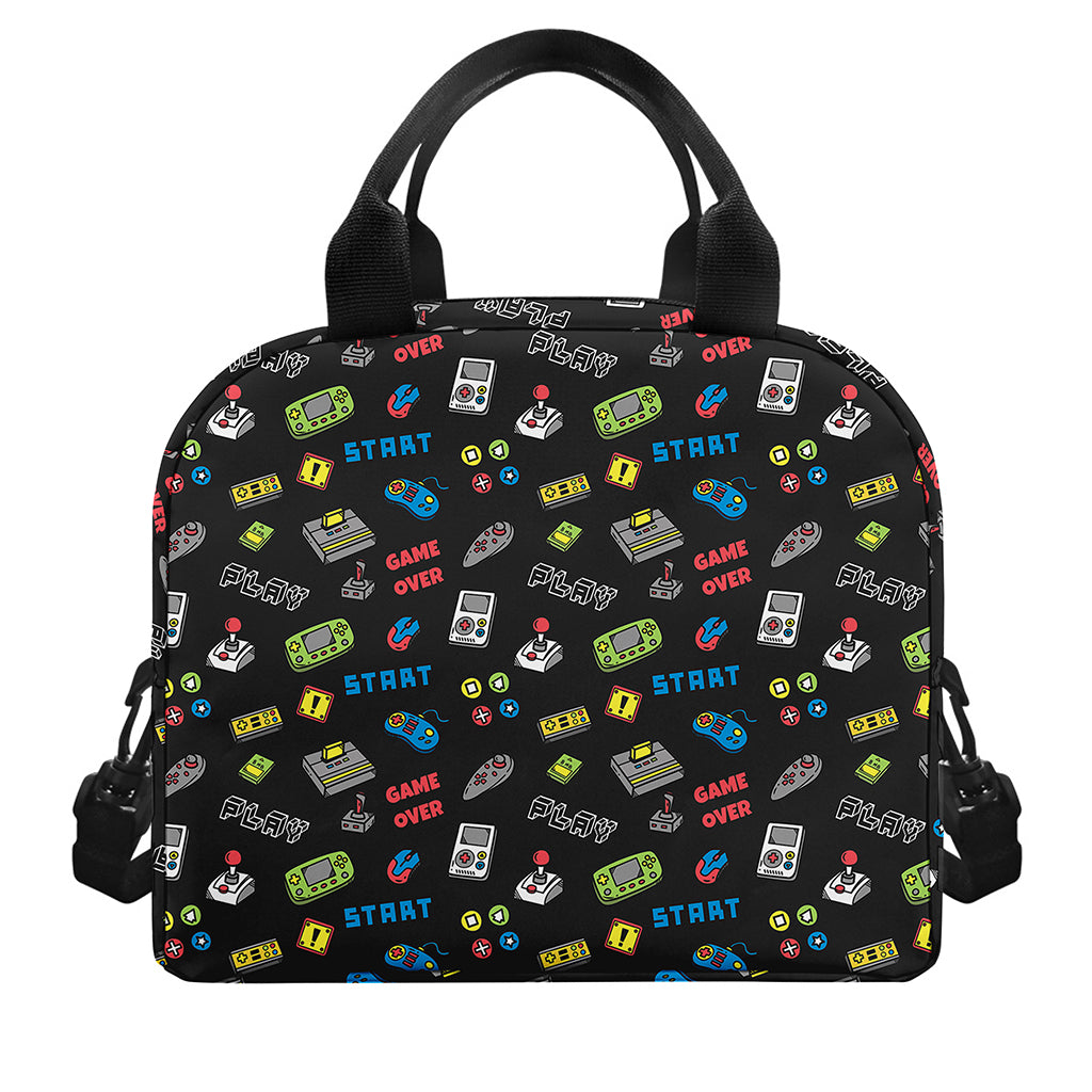 Video Game Gadgets Pattern Print Insulated Lunch Bag